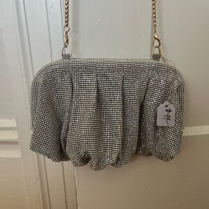 Silver Chain Clutch with Detachable Gold Strap